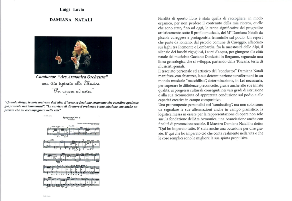 Luigi Lavia, DAMIANA NATALI Conductor “Ars Armonica Orchestra” Una vita ispirata alla musica 